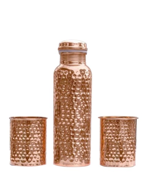 

SignoraWare Set of 3 Copper-Toned Textured Water Bottle