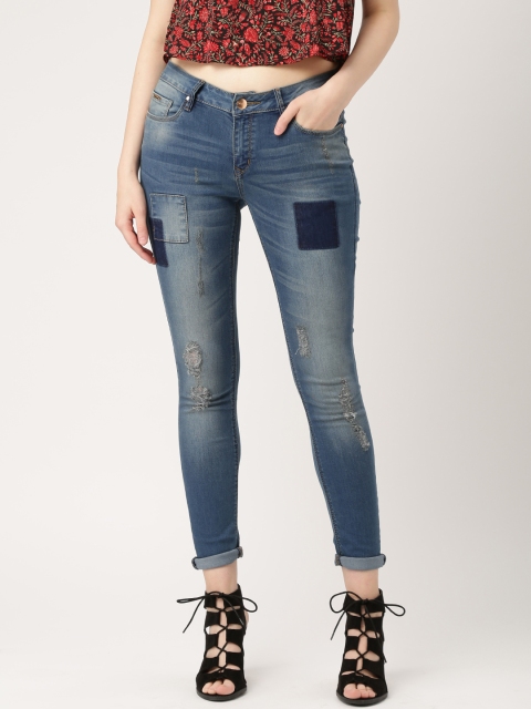 

Ms.Taken by Kriti Sanon Women Blue Slim Fit Mildly Distressed Stretchable Jeans