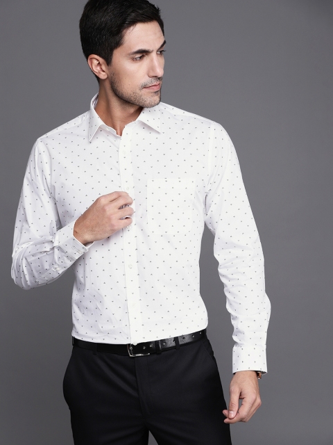 

Raymond Men White Slim Fit Printed Formal Shirt