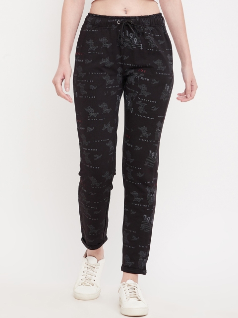 

Octave Women Black Printed Slim-Fit Track Pants