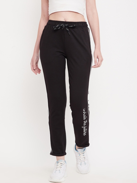 

Octave Women Black Solid Track Pants with Print Details