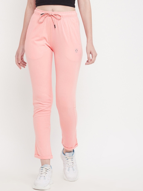 

Octave Women Peach Solid Slim-Fit Pure Cotton Track Pants