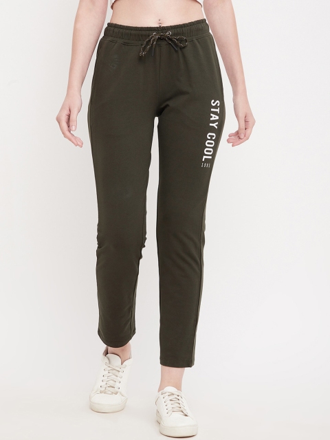 

Octave Women Olive-Green Solid Pure Cotton Slim-Fit Track Pant
