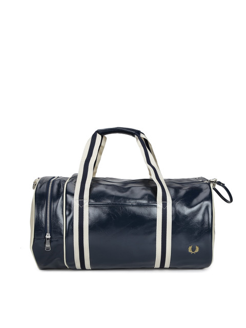 

Fred Perry Navy Blue & White Solid Leather Medium Duffel Bag
