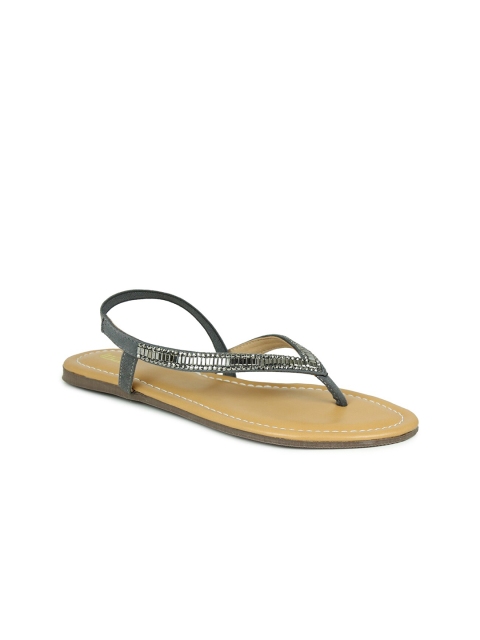 

Inc 5 Women Grey Embellished T-Strap Flats