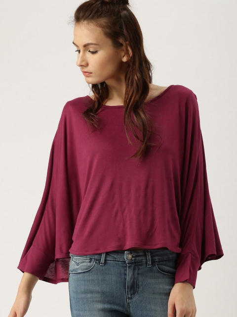 

Ms.Taken by Kriti Sanon Women Burgundy Solid Cape Top