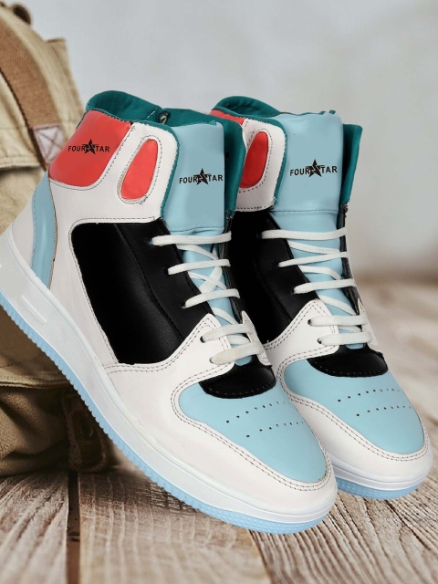 

FOUR STAR TRUCK SALES Men Blue Colourblocked High-Top Sneakers