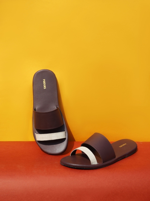 

Paaduks Men Brown Colourblocked Open Toe Flats with Bows