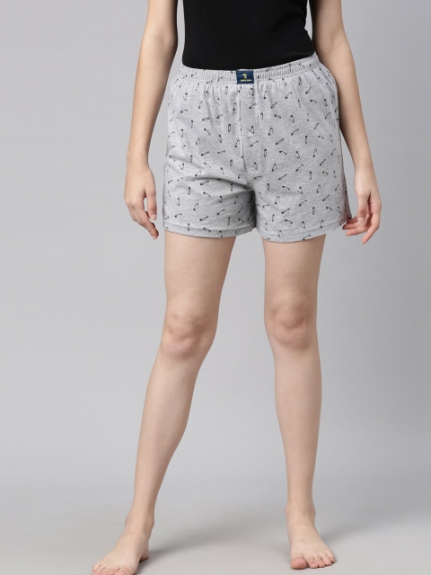 

Curare Women Grey & Black Printed Lounge Shorts