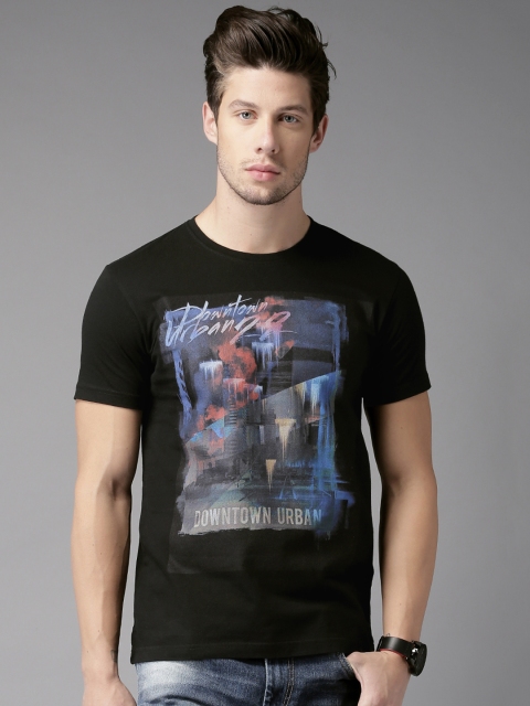 

Moda Rapido Men Black Printed T-shirt