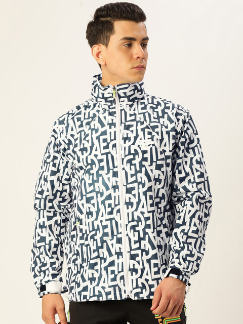 

Sports52 wear Men Navy Blue & White Printed Rain Jacket