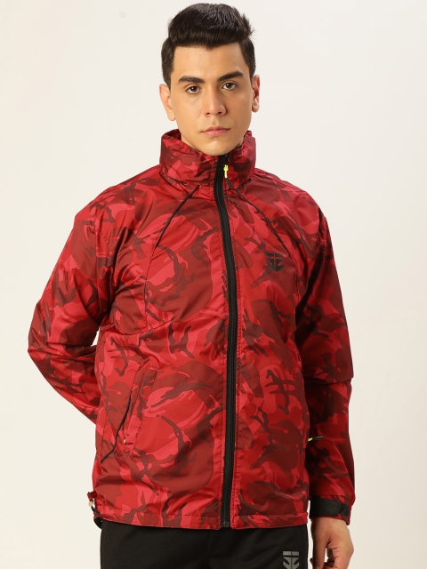 

Sports52 wear Men Red Printed Foldable Hood Rain Jacket