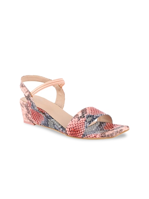 

THE WHITE POLE Women Red Printed Ethnic Open Toe Flats