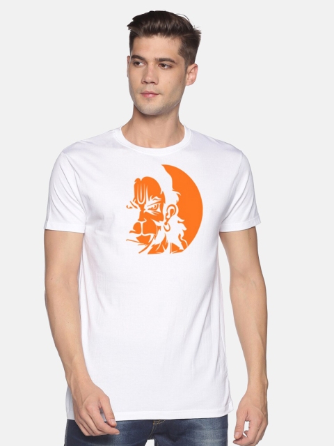 

BLACK RADIO Men White Printed Slim Fit T-shirt