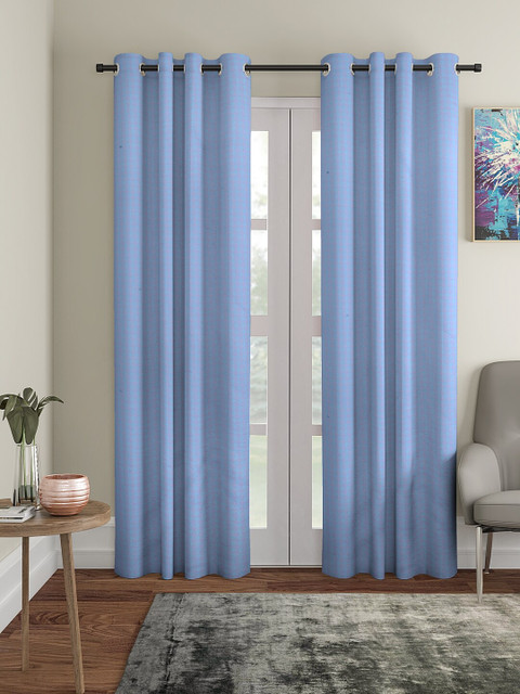 

Dhrohar Blue Set of 2 Geometric Door Curtains