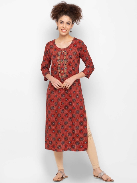 

ZOLA Women Maroon Ethnic Motifs Printed Kurta