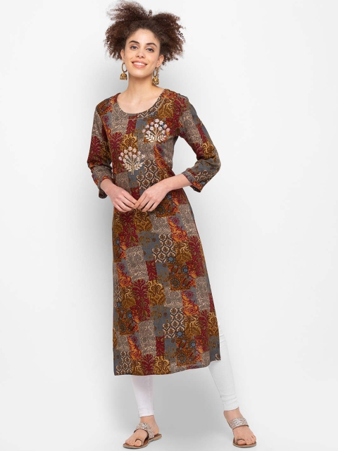 

ZOLA Women Grey Printed Viscose Rayon Kurta