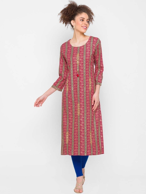 

ZOLA Women Red & Beige Ethnic Motifs Printed Kurta