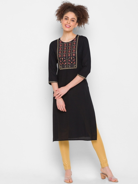 

ZOLA Women Black Yoke Design Thread Work Kurta