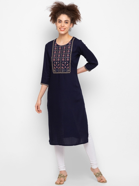 

ZOLA Women Blue Yoke Design Thread Work Kurta