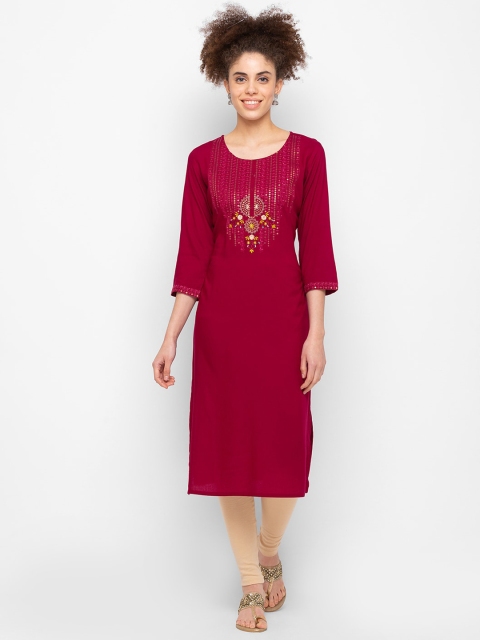 

ZOLA Women Burgundy Sequined Kurta