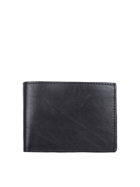 

Swiss Design Men Black Solid Leather Two Fold Wallet