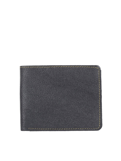 

Swiss Design Men Black Textured Leather Two Fold Wallet