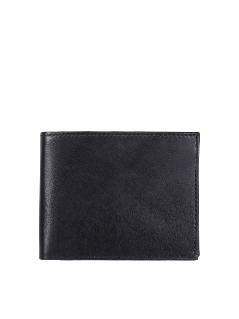 

Swiss Design Men Black Solid Leather Two Fold Wallet