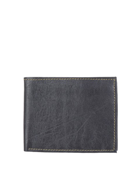 

Swiss Design Men Black Solid Leather Two Fold Wallet