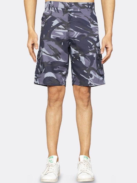 

IX IMPRESSION Men Black Camouflage Printed Outdoor Sports Shorts