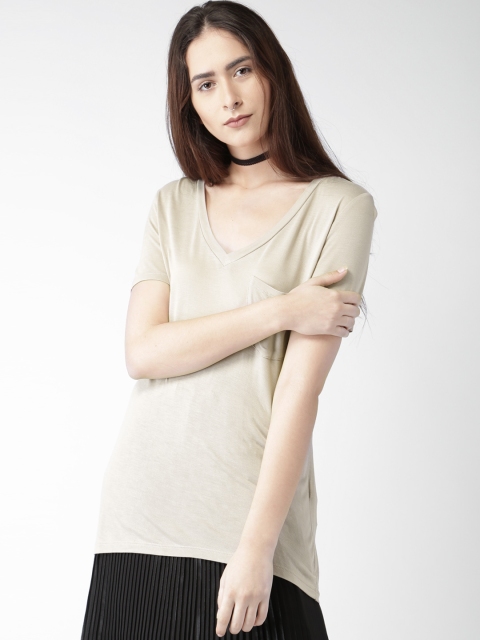 

FOREVER 21 Women Taupe T-shirt