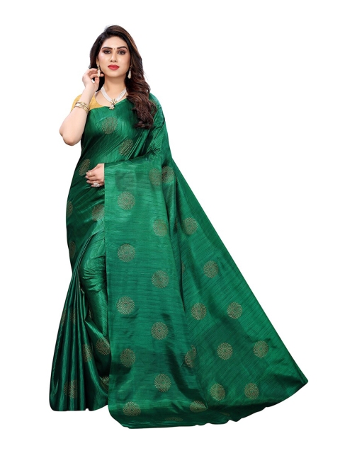 

Pisara Green & Gold-Toned Ethnic Motifs Silk Cotton Saree