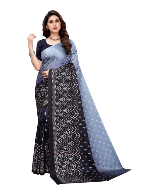 

Pisara Lavender & Black Ethnic Motifs Foil Printed Zari Silk Cotton Half and Half Saree