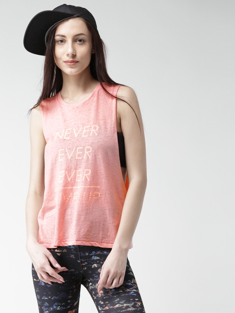 

FOREVER 21 Women Peach-Coloured Printed Top