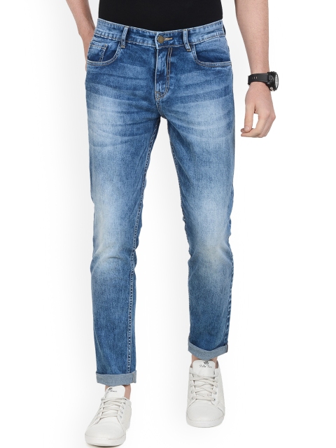 

Jean Cafe Men Blue Jean Slim Fit Low Distress Heavy Fade Jeans