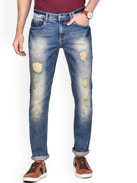 

Jean Cafe Men Blue Jean Slim Fit Mildly Distressed Heavy Fade Jeans