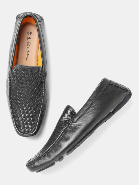 

Mast & Harbour Men Black Basketweave-Textured Driving Shoes