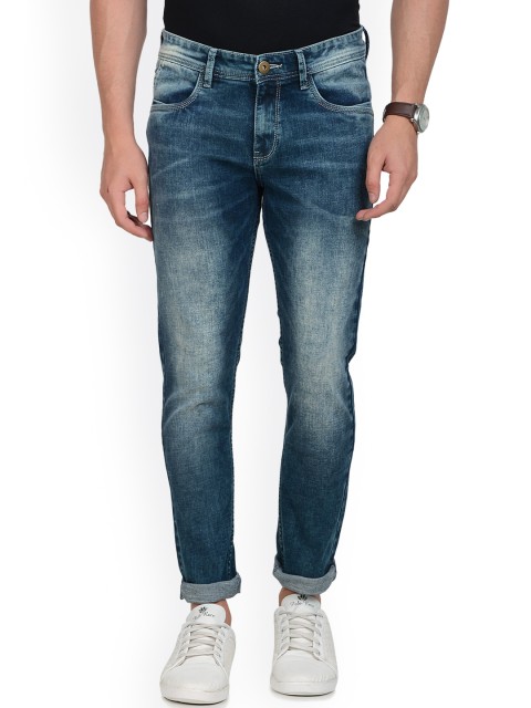 

Jean Cafe Men Blue Jean Slim Fit Mildly Distressed Heavy Fade Jeans