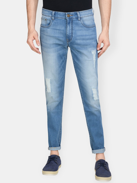

Jean Cafe Men Blue Jean Slim Fit Mildly Distressed Heavy Fade Jeans