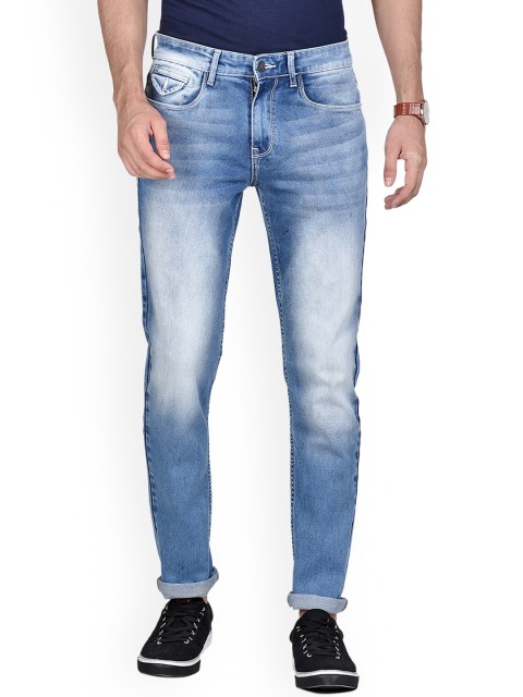 

Jean Cafe Men Blue Jean Slim Fit Low Distress Heavy Fade Jeans