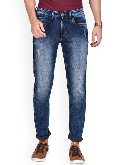 

Jean Cafe Men Blue Jean Slim Fit Low Distress Heavy Fade Jeans