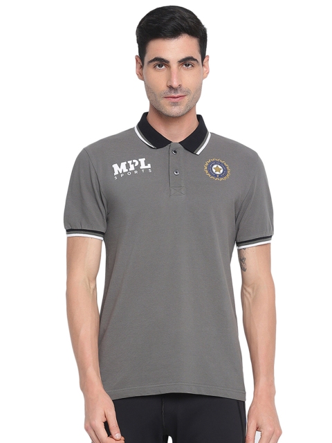 

MPL SPORTS Men Grey Polo Collar T-shirt