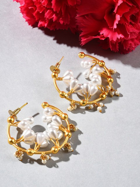 

SOHI White Contemporary Half Hoop Earrings