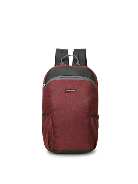 

ADAMSON Unisex Maroon & Black Backpack with Hip Strap