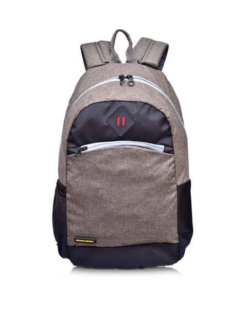 

ADAMSON Unisex Grey & Black Backpack with Hip Strap