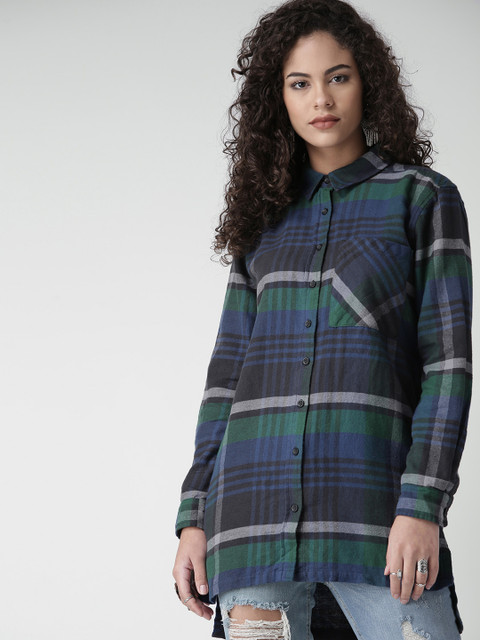

FOREVER 21 Women Blue Checked Shirt