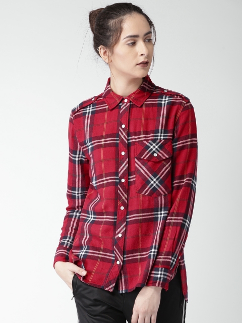 

FOREVER 21 Women Red Checked Casual Shirt