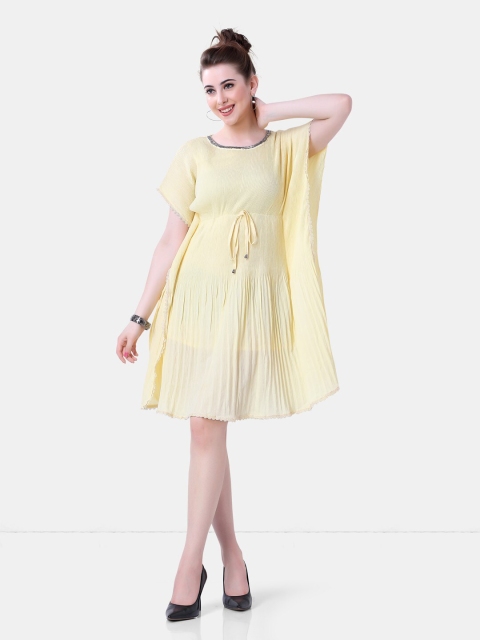 

POPLINS Women Yellow Georgette Fit & Flare Dress