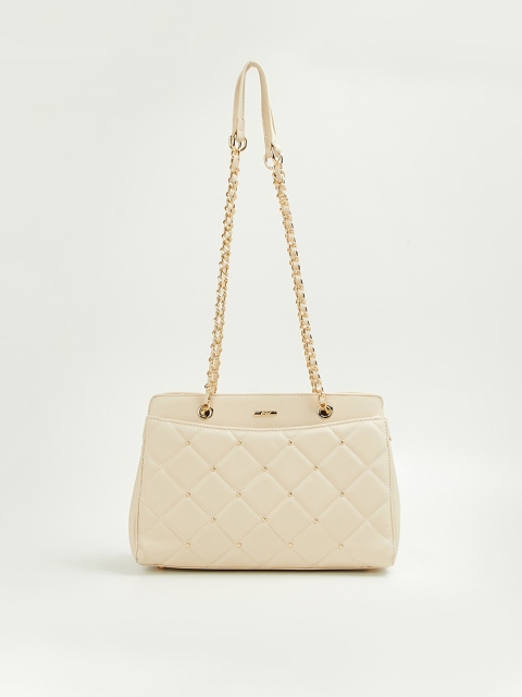 

Ginger by Lifestyle Beige Embellished Structured Shoulder Bag