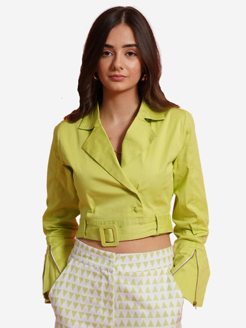 

Alaya By Stage3 Women Green Solid Crop Top